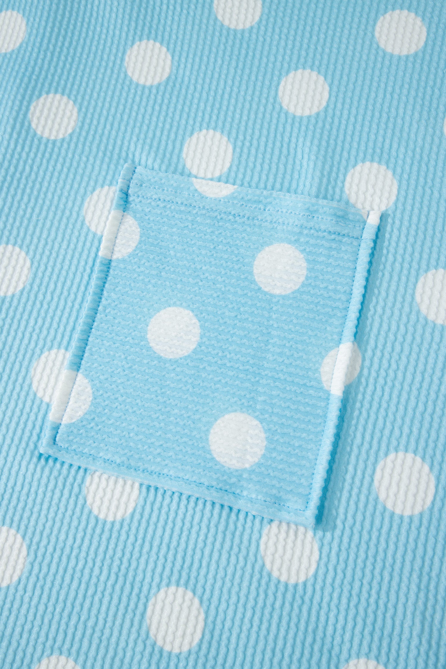Sky Blue Twisted Rib Polka Dot Print Plus Size T Shirt