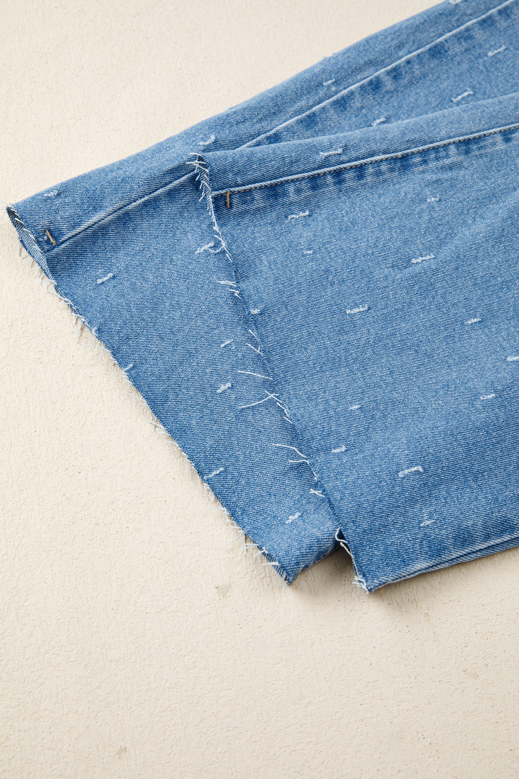 Mist Blue Distressed Detail Tummy Control Raw Hem Jeans