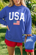 Dark Blue Mock Neck Reversible USA/America Graphic Sweatshirt