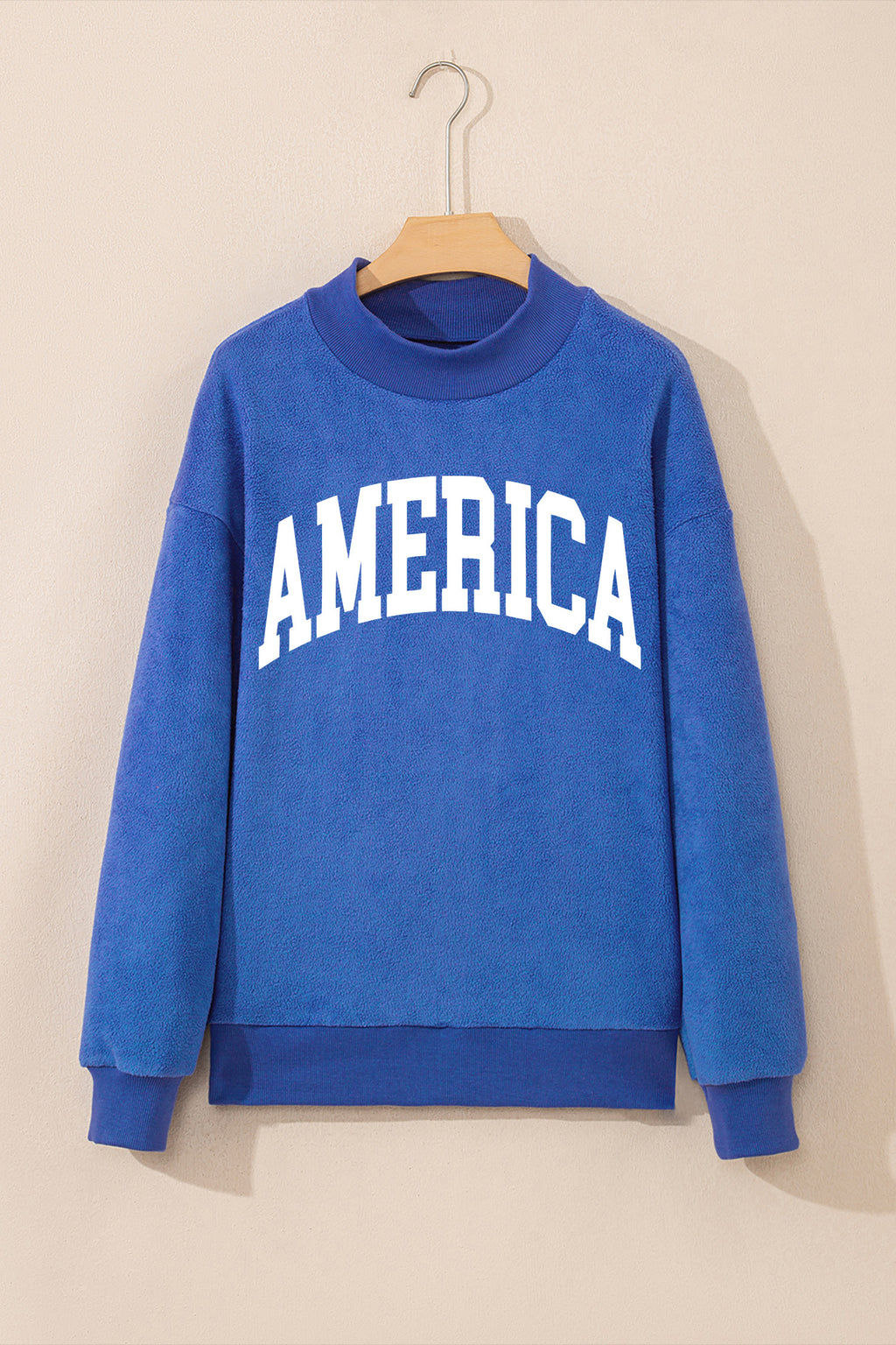 Dark Blue Mock Neck Reversible USA/America Graphic Sweatshirt